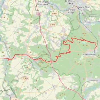Traversée de la forêt de Fontainebleau GPS track, route, trail