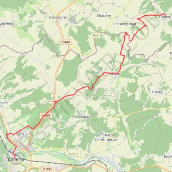 De Etourvy à Tonnerre (Chemin de Compostelle) GPS track, route, trail