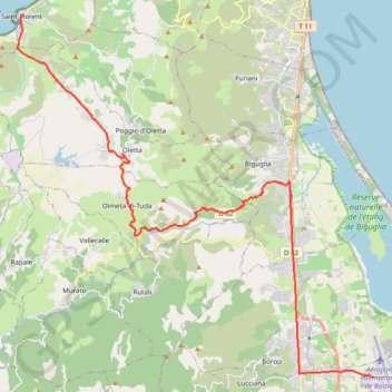 Saint-Florent à Bastia GPS track, route, trail