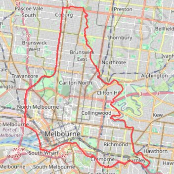 Coburg - Melbourne GPS track, route, trail