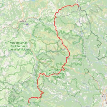 GR7 De La Bastide-Puylaurent (Lozère) à L'Espérou (Gard) GPS track, route, trail