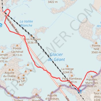 Glacier du Géant - Col de Rochefort GPS track, route, trail