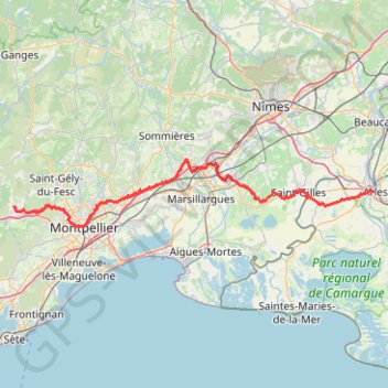 GR653 De Arles (Bouches-du-Rhône) à Montarnaud (Hérault) GPS track, route, trail
