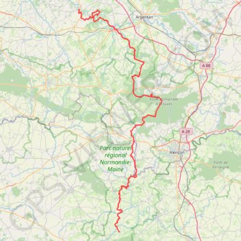 GR36 De Putanges-Pont-Ecrepin (Orne) à Mont-Saint-Jean (Sarthe) GPS track, route, trail