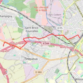 Thillois -> Reims (5,4 km) GPS track, route, trail