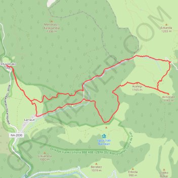 Azalegi - Chapelle San Esteban - Aritzelatz depuis Orbaitzetako Ola GPS track, route, trail
