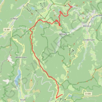 Crêtes des Vosges - De Schallern à Sainteinlebach GPS track, route, trail