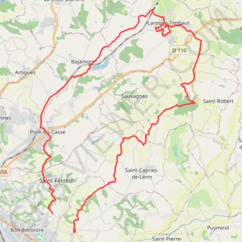 Saint-Amans - Laroque-Timbaut - Bois de Courties - Agen Bon-Encontre GPS track, route, trail