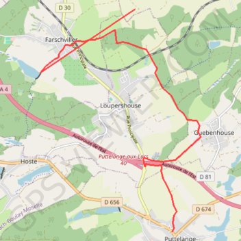 Puttelange-farschviller par champs GPS track, route, trail