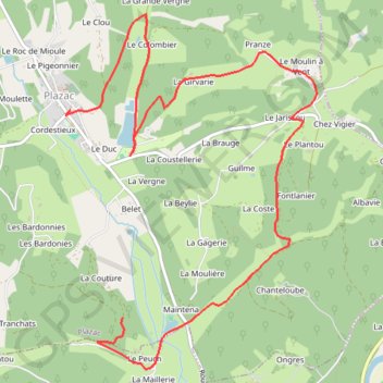 Plazac - Chemin des moulins GPS track, route, trail
