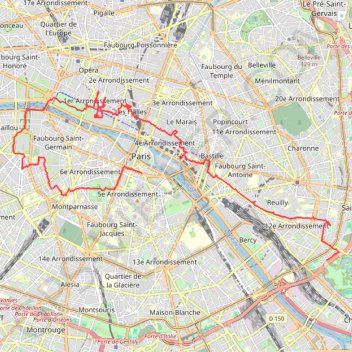 Randonnée à Paris - De la Porte de Charenton à Saint-Germain GPS track, route, trail