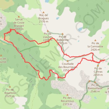 Le Roc Blanc par les étangs de Baxouillade GPS track, route, trail