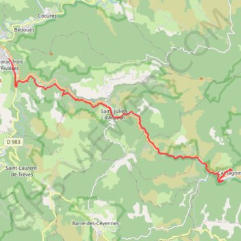 Florac / Les hermès (Cassagnas) 20.1kms GPS track, route, trail