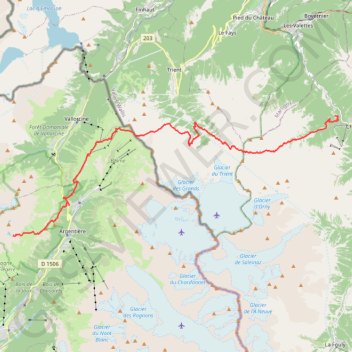 Fenetre dArpette Col de la Balme TreleChamp Refdu Lac Blanc GPS track, route, trail