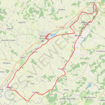 Beaumont de Lomagne de la Gimone GPS track, route, trail