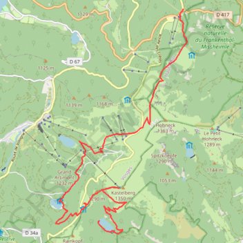 Rando-bivouac des 5 lacs dans les Vosges : du col de la slucht au lac Altenweiher (jour 1) GPS track, route, trail