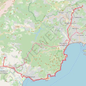 Roquefort-les-Pins - Roquebrune-sur-Argens par la Corniche d'Or GPS track, route, trail