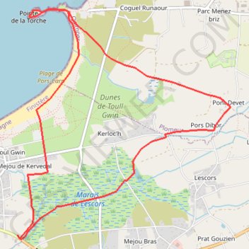 Pointe de la Torche - Marais de Lescors GPS track, route, trail