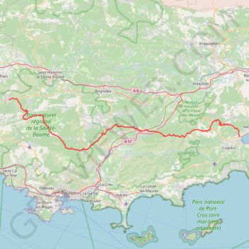 GR9 de Saint Zacharie à Port Grimaud (Var) GPS track, route, trail